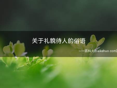 关于礼貌待人的俗语