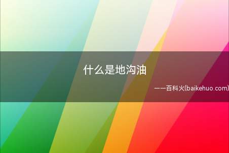 什么是地沟油