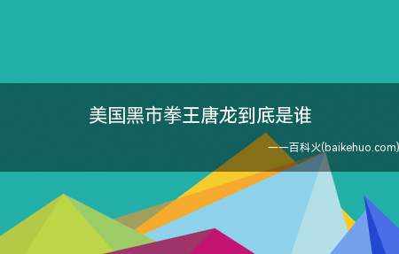美国黑市拳王唐龙到底是谁