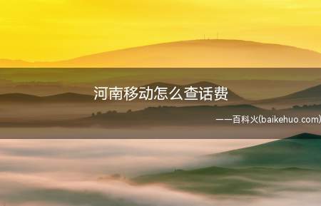 河南移动怎么查话费