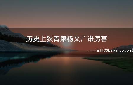 历史上狄青跟杨文广谁厉害