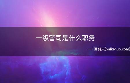 一级警司是什么职务