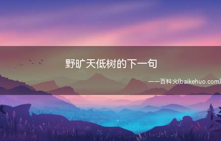 野旷天低树的下一句