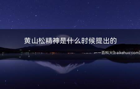黄山松精神是什么时候提出的