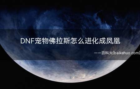 DNF宠物佛拉斯怎么进化成凤凰