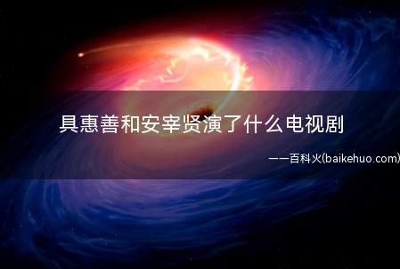 具惠善和安宰贤演了什么电视剧