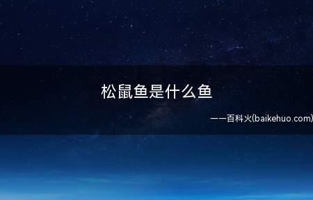 松鼠鱼是什么鱼
