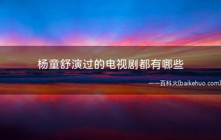 杨童舒演过的电视剧都有哪些