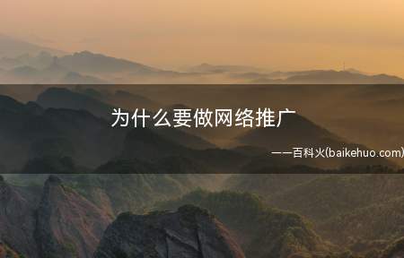 为什么要做网络推广