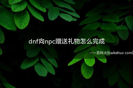 dnf向npc赠送礼物怎么完成(地下城和勇士礼物NPC)