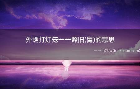 外甥打灯笼一一照旧(舅)的意思(外甥打灯笼一一照旧(舅))