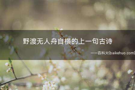 野渡无人舟自横的上一句古诗(野渡无人舟自横的上一句是春潮带雨晚来急)