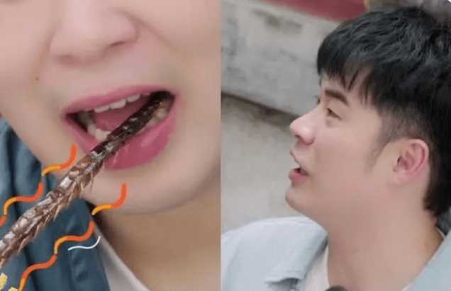 杜海涛吃蜈蚣在嘴里八进八出 隔着屏幕我都感觉头皮发麻！