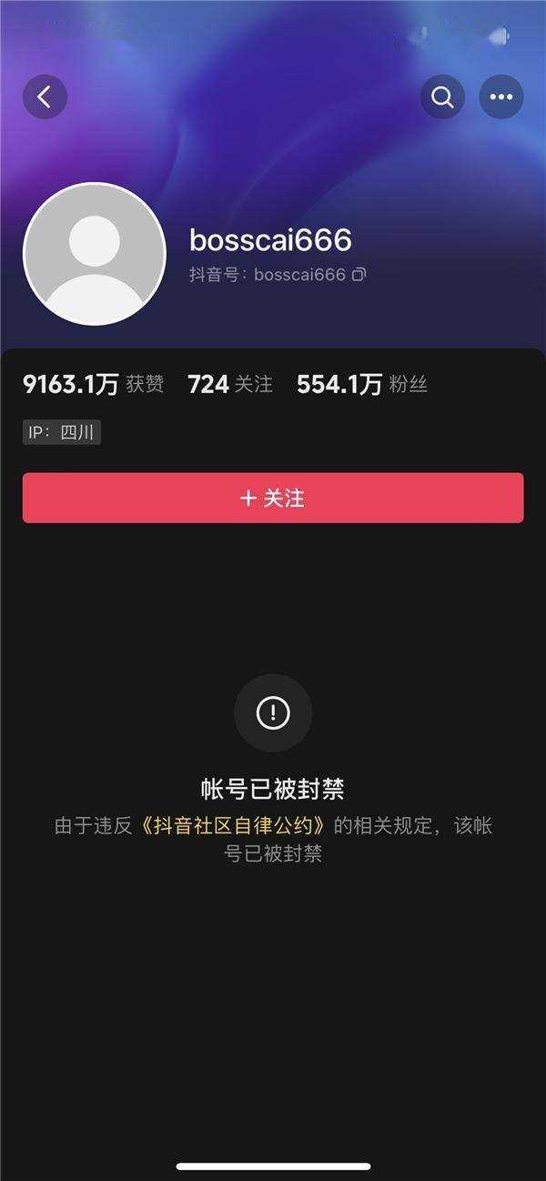 网红车评人“蔡老板”被封号 暂不清楚封禁原因