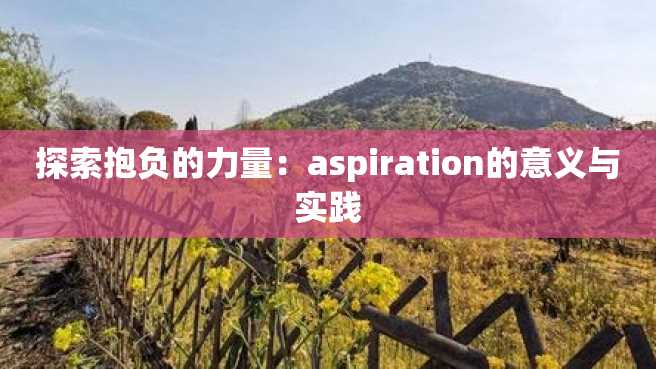探索抱负的力量:aspiration的意义与实践 探索抱负的力量:aspiration的意义与实践