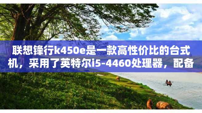 联想锋行k450e是一款高性价比的台式机,采用了英特尔i5-4460处理器,配备有8GB DDR3内存和1TB机械硬盘,满足了日常办公和娱乐的需求。 联想锋行k450e是一款高性价比的台式机,采用了英特尔i5-4460处理器,配备有8GB DDR3内存和1TB机械硬盘,满足了日常办公和娱乐的需求。