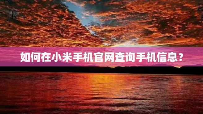 如何在小米手机官网查询手机信息? 如何在小米手机官网查询手机信息?