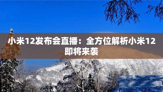 小米12发布会直播：全方位解析小米12即将来袭