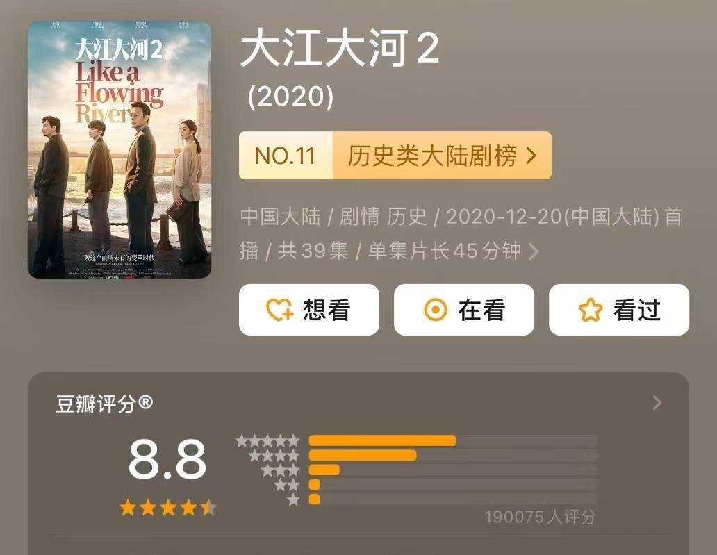 大江大河3首播收视率破1.5 3大男主飙演技斩获清一色好评