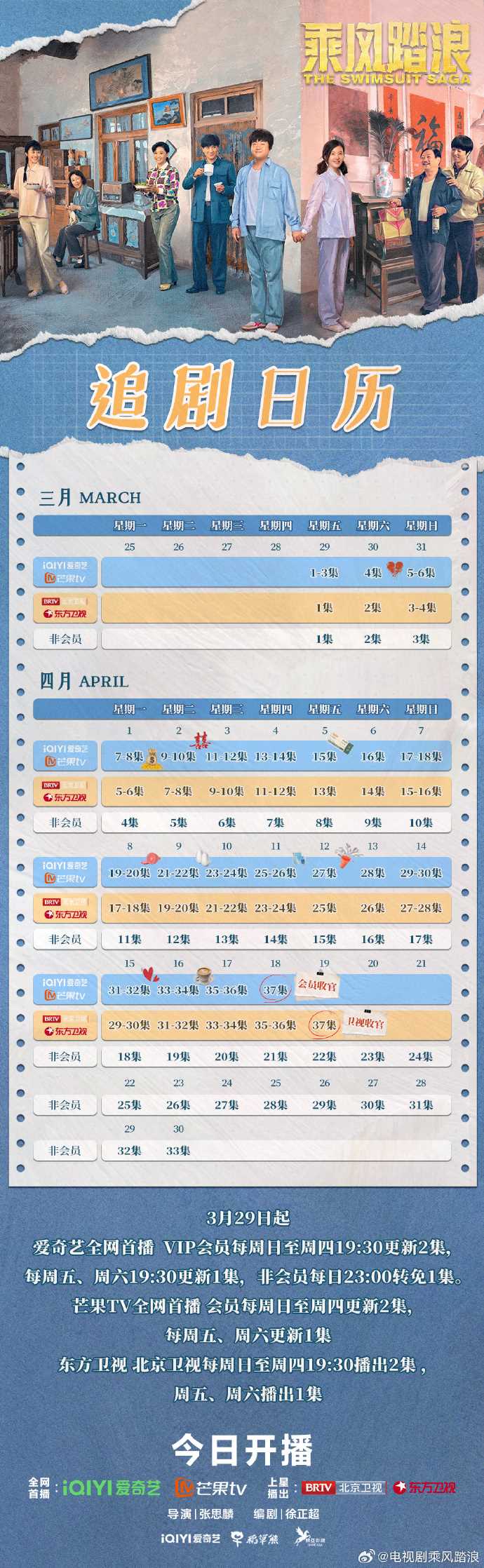 《乘风踏浪》追剧日历及更新时间表来了 爱奇艺芒果TV全网首播