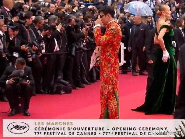 网红穿东北大花衣现身戛纳 闪光灯咔咔咔闪个不停成全场焦点