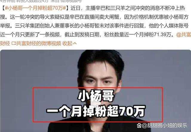 小杨哥一个月掉粉超70万 人气下滑为哪般?